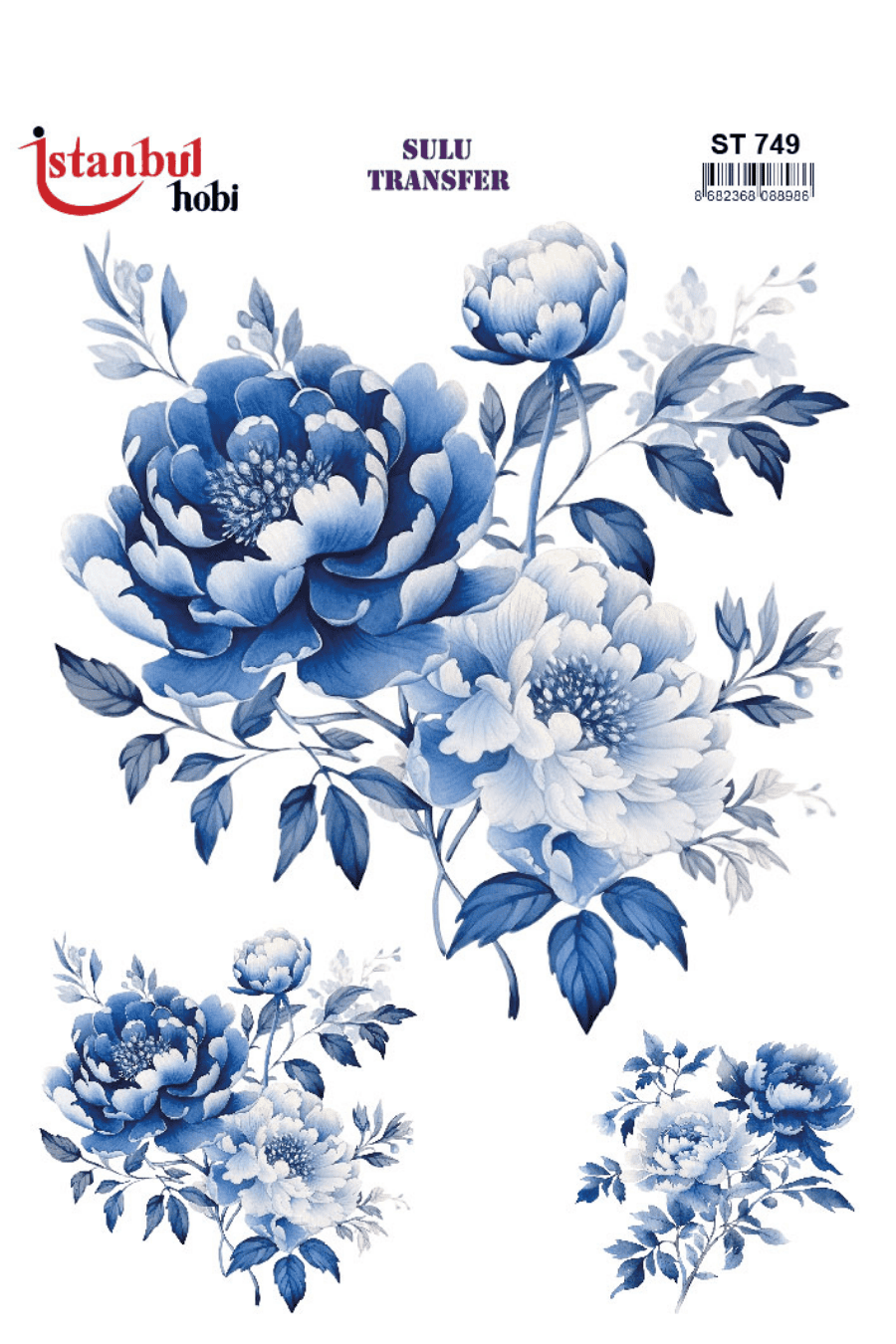 Blue Blanc Çiçek Desenli Sulu Transfer ST749