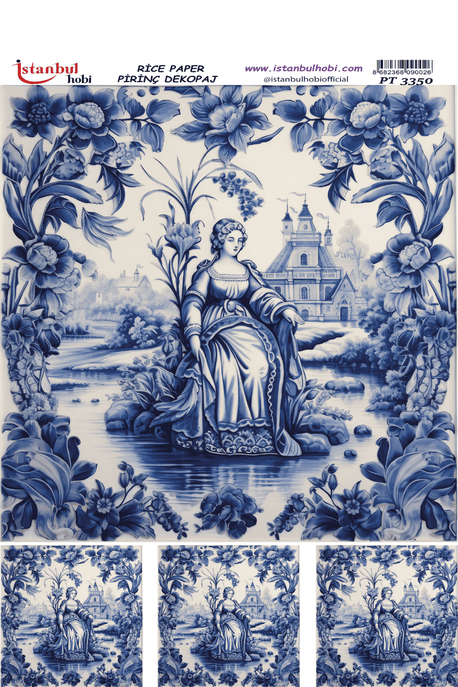 Pirinç Dekopaj Çini ve Türk Motifleri PT3350 30x42cm