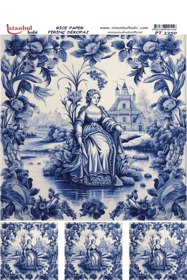 Pirinç Dekopaj Çini ve Türk Motifleri PT3350 30x42cm