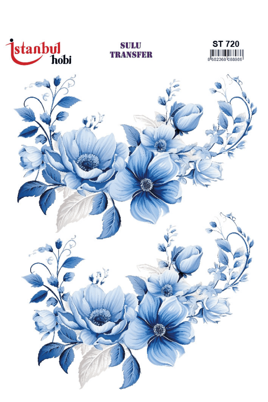 Blue Blanc Çiçek Desenli Sulu Transfer ST720