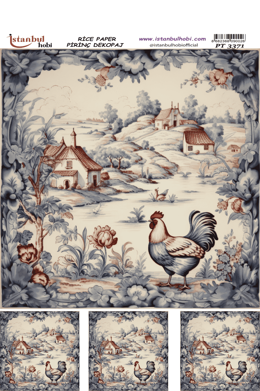 Pirinç Dekopaj Çini ve Türk Motifleri PT-3371 30x42cm