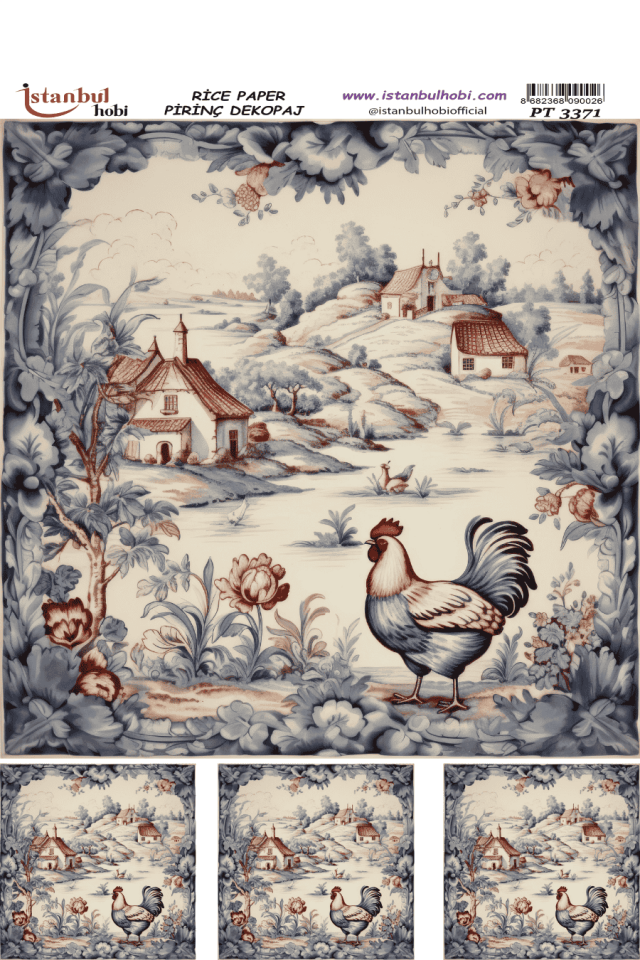 Pirinç Dekopaj Çini ve Türk Motifleri PT-3371 30x42cm