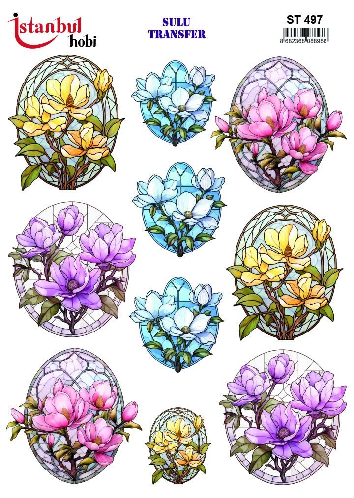 Sulu Transfer Çiçekli Desenli ST497