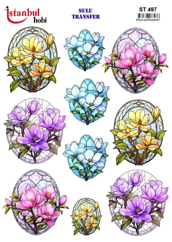 Sulu Transfer Çiçekli Desenli ST497