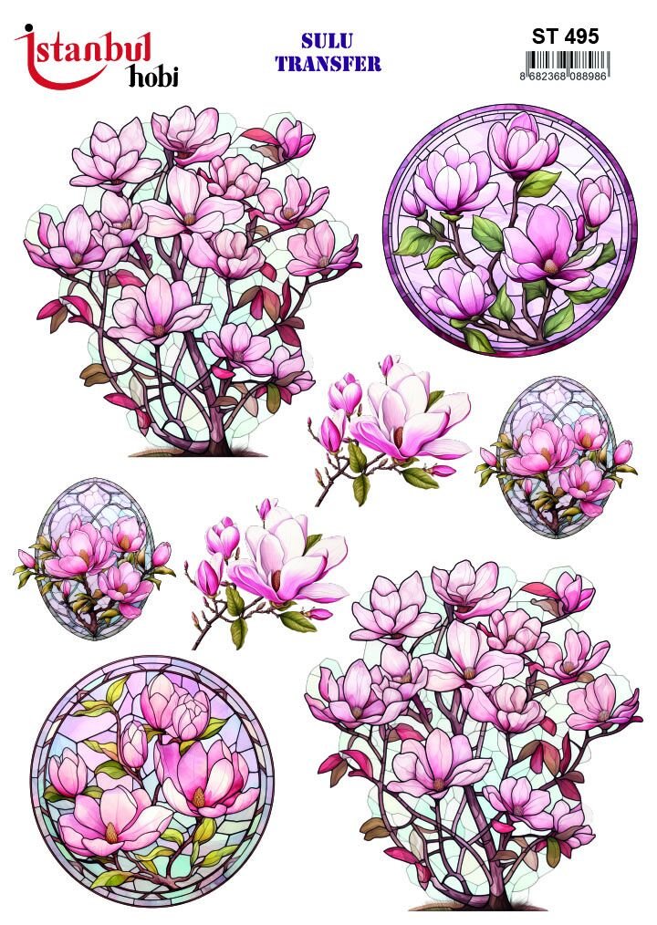 Sulu Transfer Çiçekli Desenli ST495
