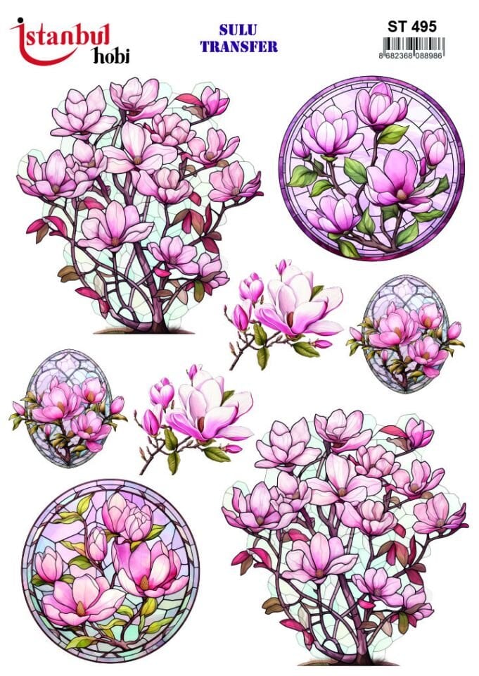 Sulu Transfer Çiçekli Desenli ST495