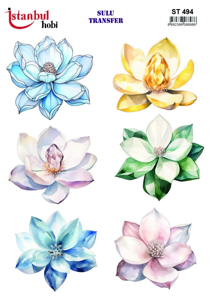 Sulu Transfer Çiçekli Desenli ST494