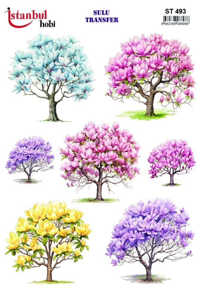 Sulu Transfer Çiçekli Desenli ST493