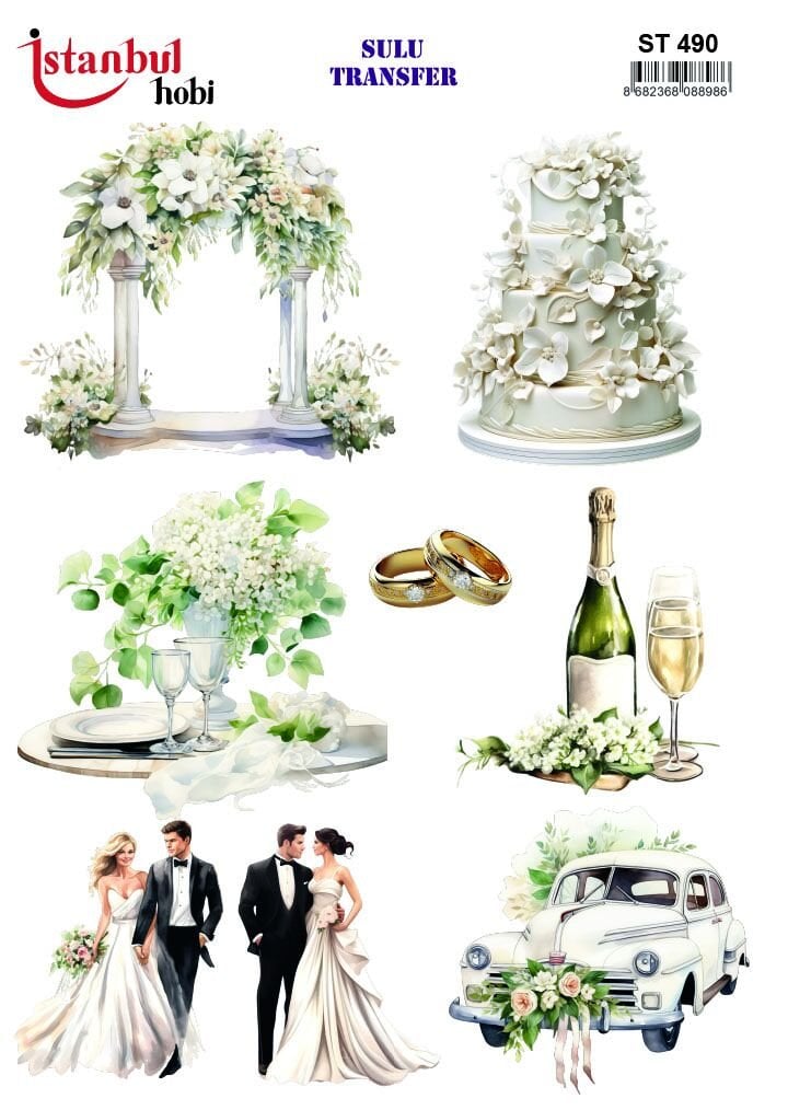 Sulu Transfer Çiçekli Desenli ST490