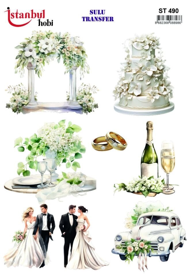 Sulu Transfer Çiçekli Desenli ST490