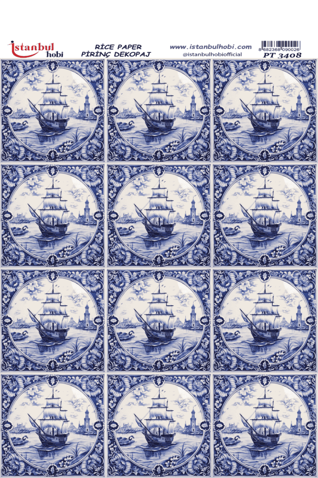 Pirinç Dekopaj Çini ve Türk Motifleri Desen Serisi PT-3408