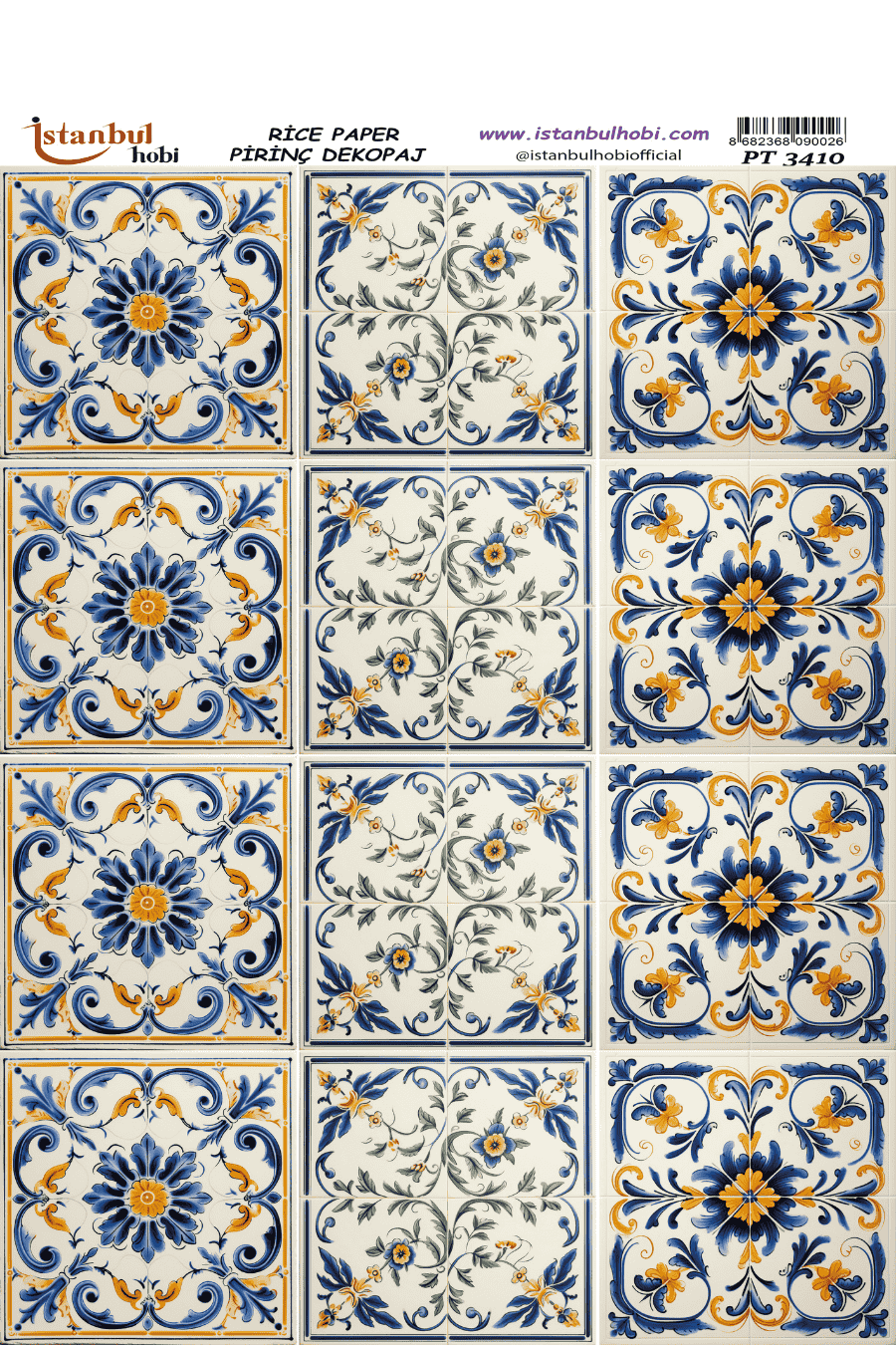 Pirinç Dekopaj Çini ve Türk Motifleri Desen Serisi PT-3410