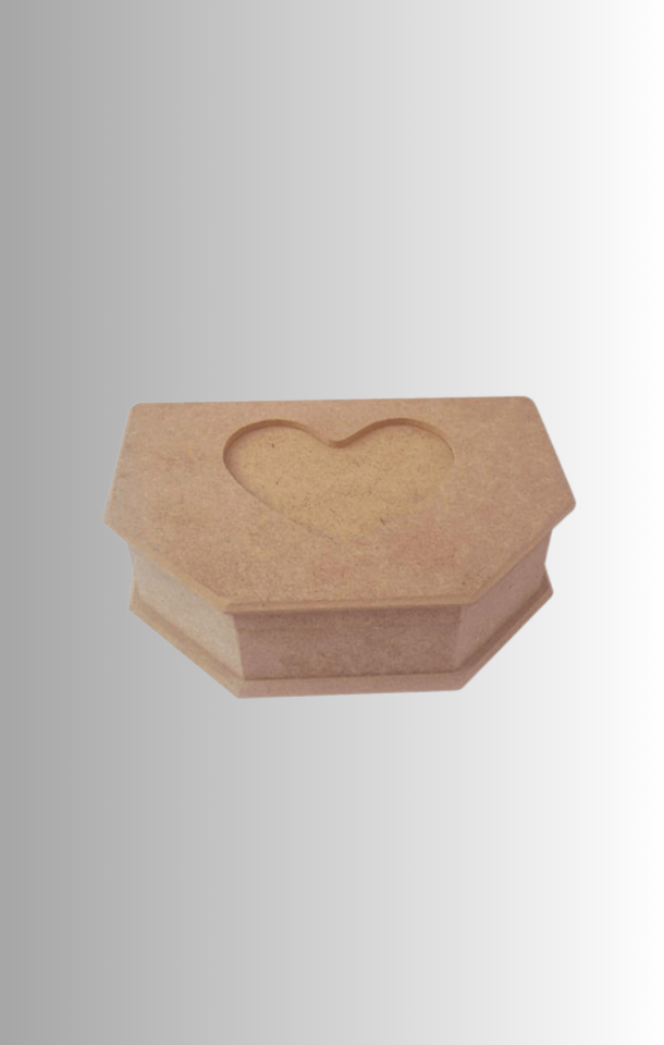 Üstü Kalp Desenli MDF Kutu KU-240