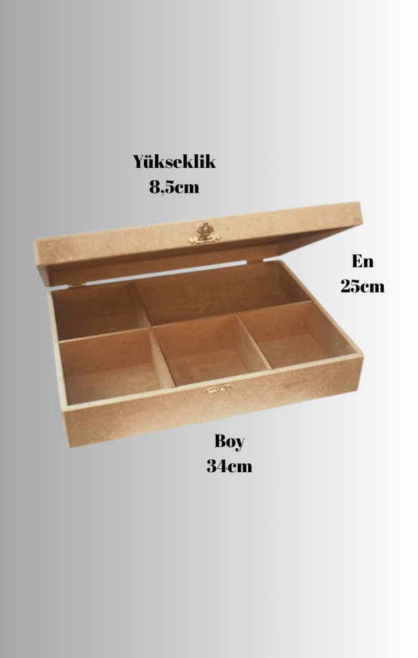 5 Bölmeli MDF Çay ve Dikiş Kutusu KU-241