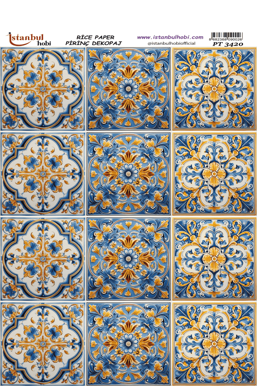 Pirinç Dekopaj Çini ve Türk Motifleri Desen Serisi PT-3420