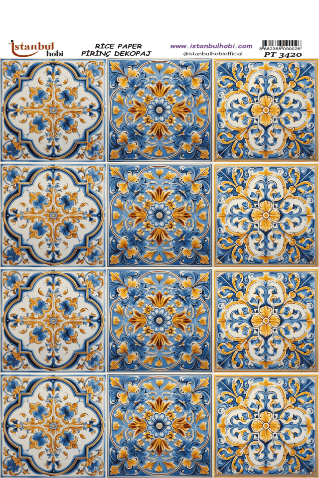 Pirinç Dekopaj Çini ve Türk Motifleri Desen Serisi PT-3420