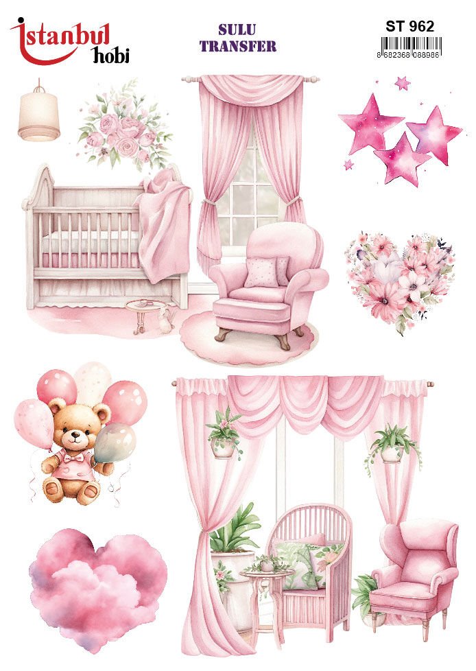 Sulu Transfer Renkli Ayçiçek Desenli ST962