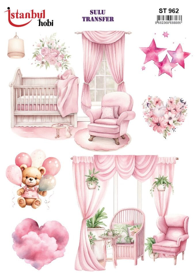 Sulu Transfer Renkli Ayçiçek Desenli ST962