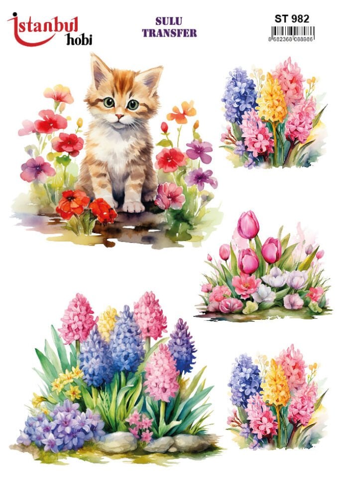 Sulu Transfer Çiçekli Desenli ST982