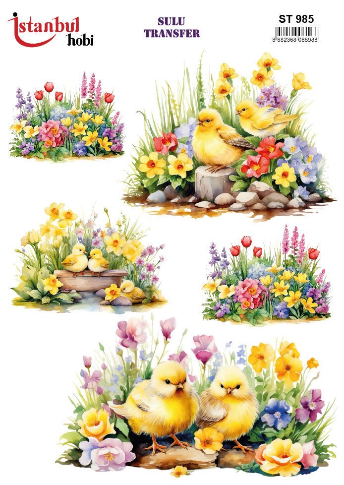 Sulu Transfer Çiçekli Desenli ST985