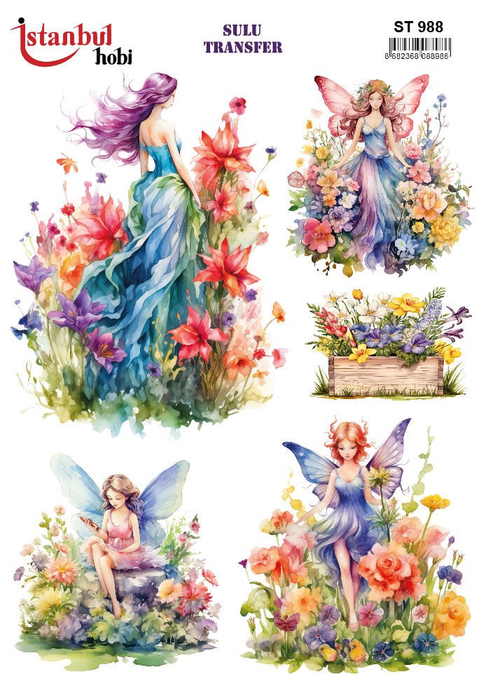 Sulu Transfer Çiçekli Desenli ST988