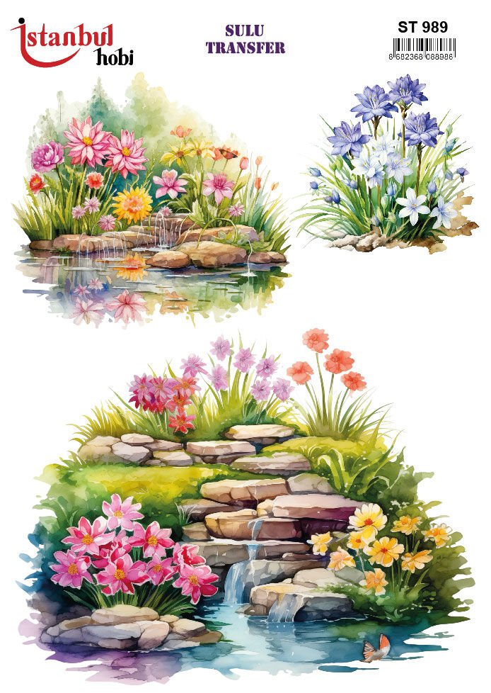 Sulu Transfer Çiçekli Desenli ST989