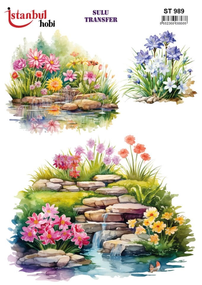 Sulu Transfer Çiçekli Desenli ST989