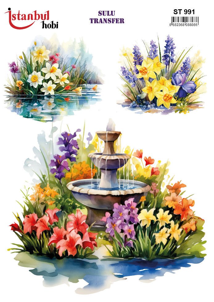 Sulu Transfer Çiçekli Desenli ST991