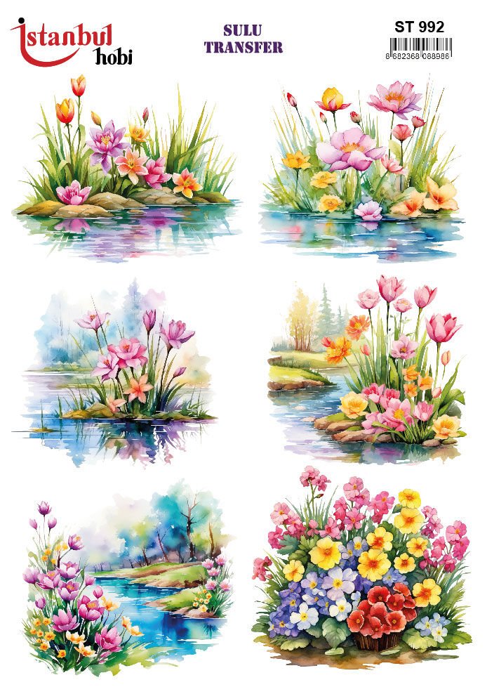 Sulu Transfer Çiçekli Desenli ST992