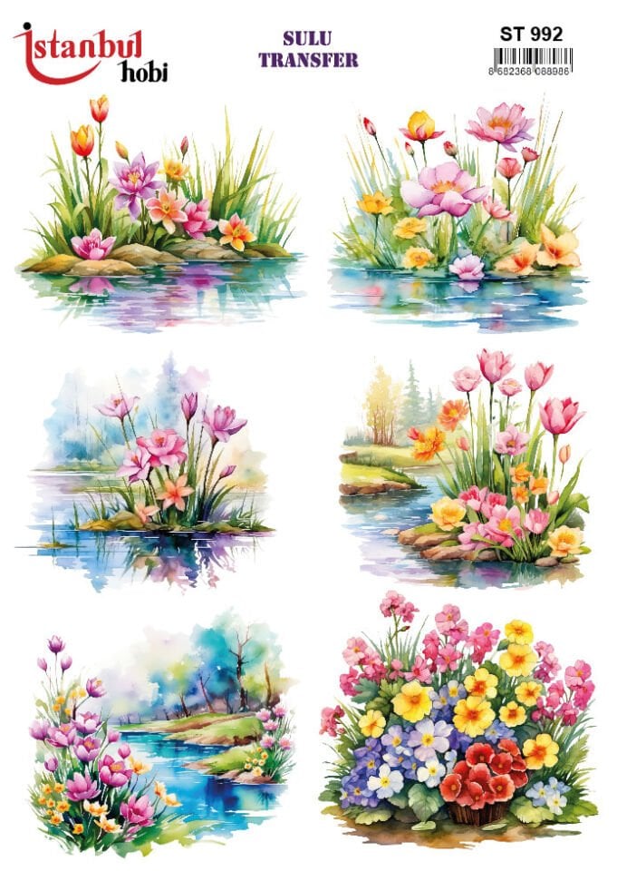 Sulu Transfer Çiçekli Desenli ST992