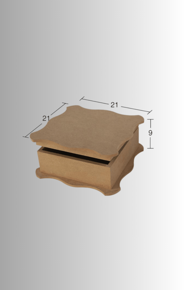 Dalga Desenli Kare MDF Kutu KU-207