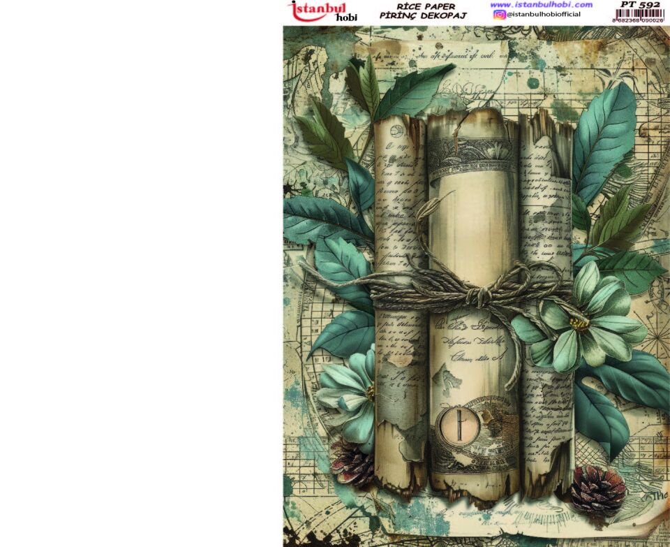 Pirinç Dekopaj Çiçekli Desen PT-592 30x42cm