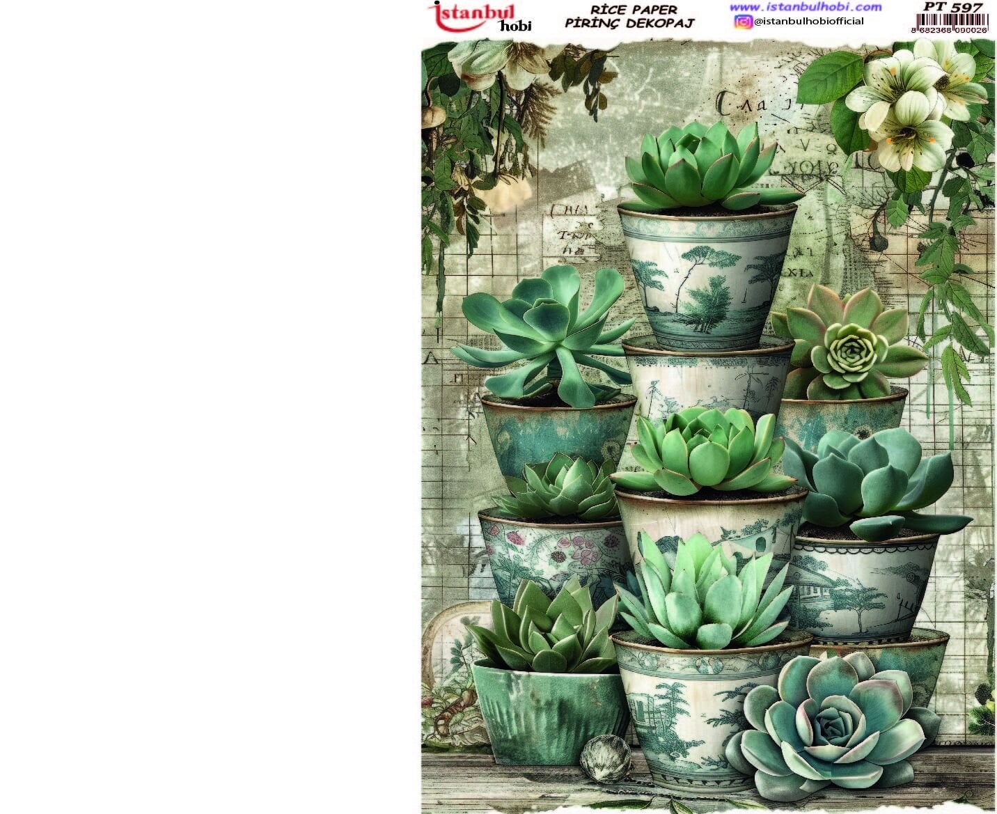 Pirinç Dekopaj Çiçekli Desen PT-597 30x42cm