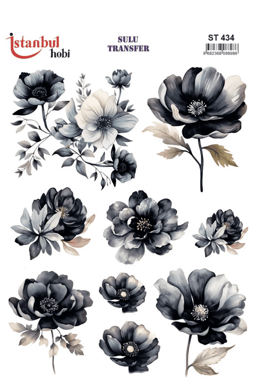 Sulu Transfer Çiçekli Desenli ST434
