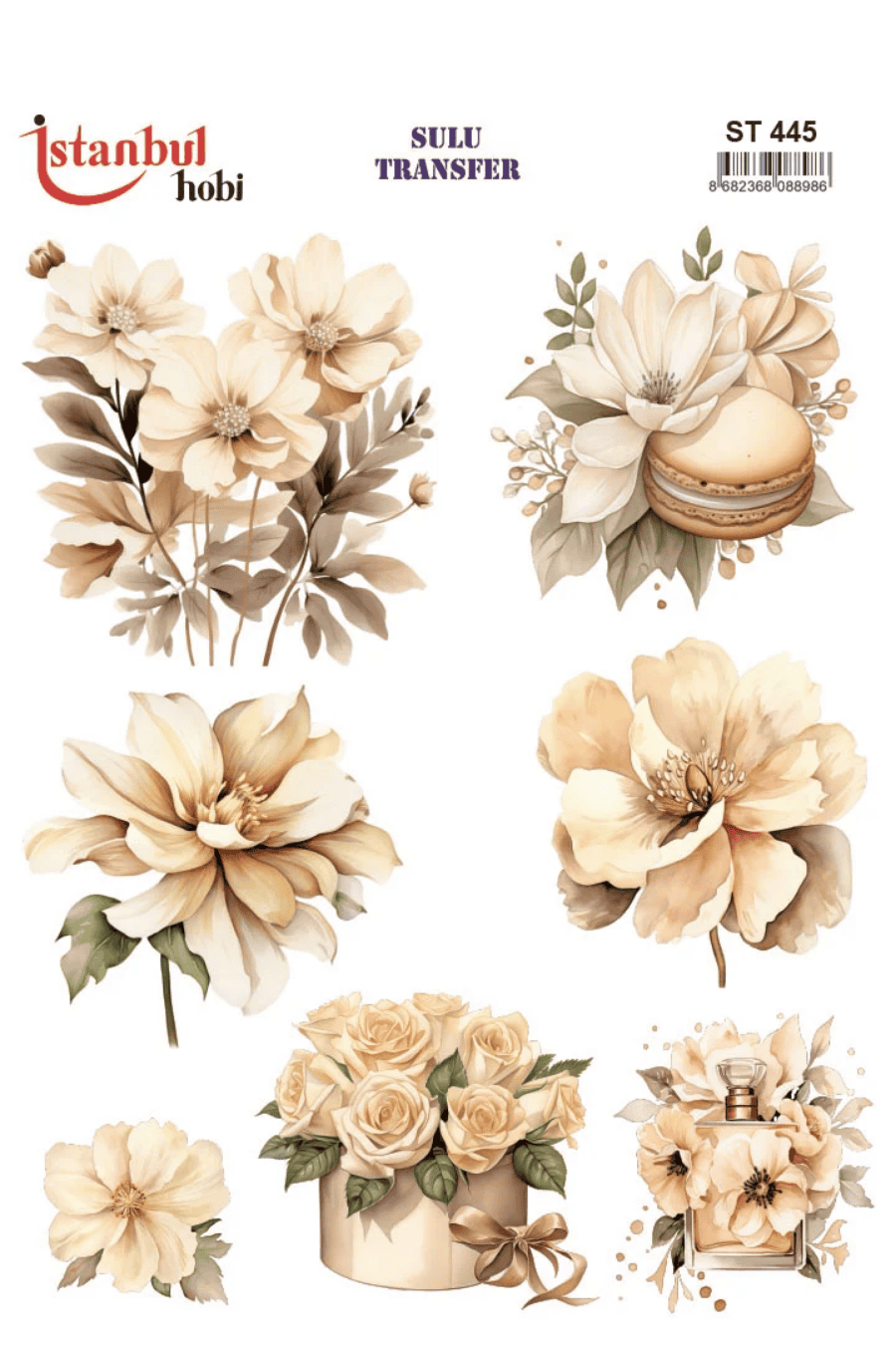 Sulu Transfer Çiçekli Desenli ST445