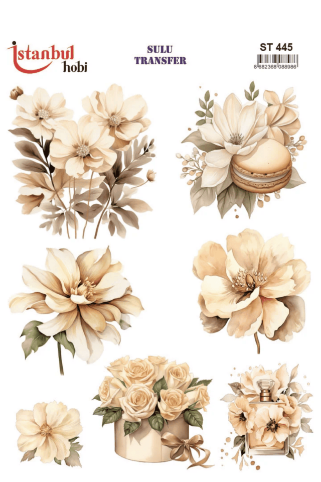 Sulu Transfer Çiçekli Desenli ST445