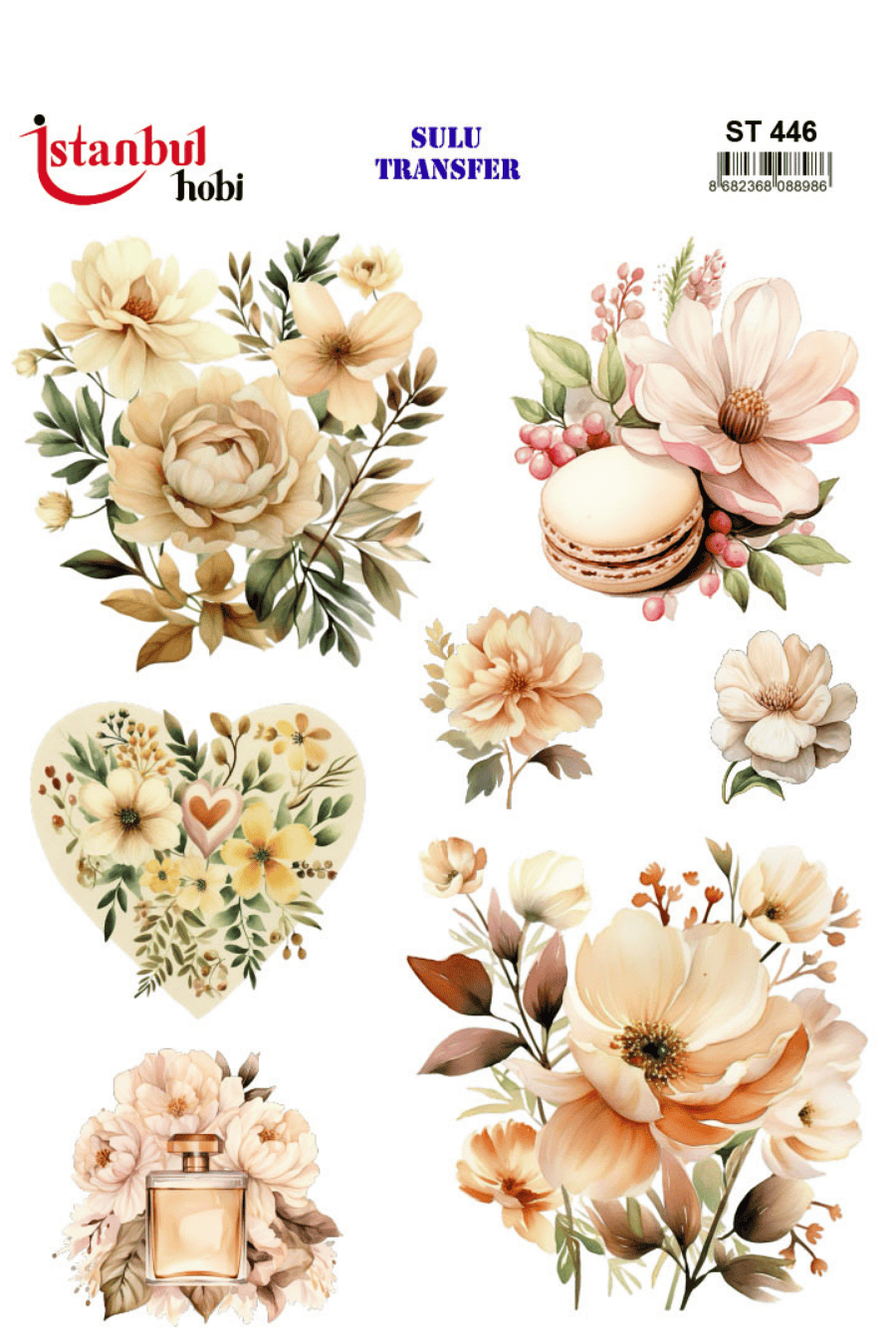 Sulu Transfer Çiçekli Desenli ST446