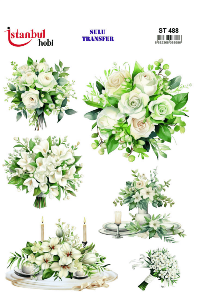 Sulu Transfer Çiçekli Desenli ST488
