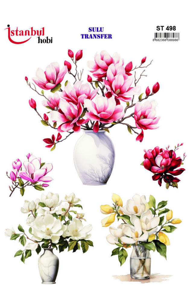 Sulu Transfer Çiçekli Desenli ST498