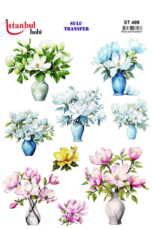 Sulu Transfer Çiçekli Desenli ST499