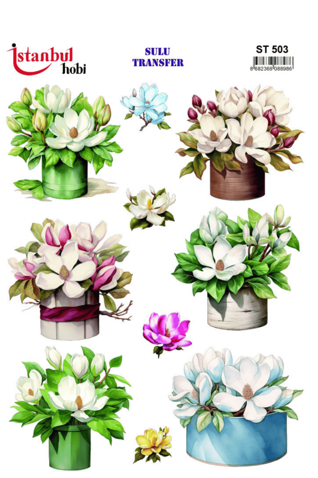 Sulu Transfer Çiçekli Desenli ST503